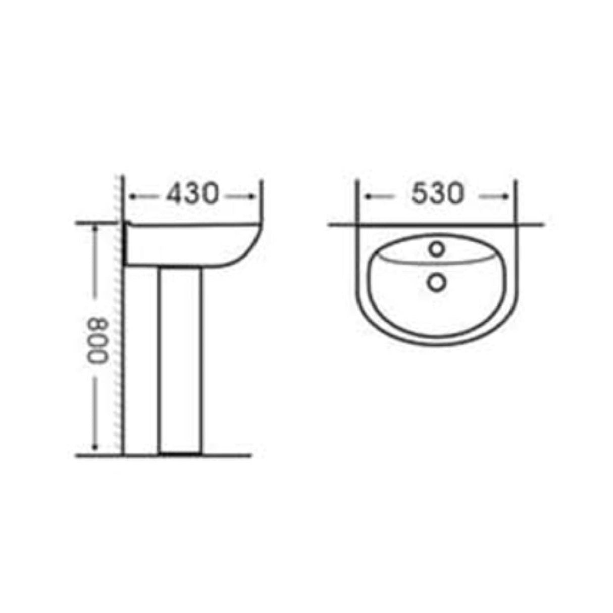 Pedestal Basin White Round 530mm