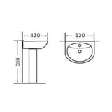 Pedestal Basin White Round 530mm