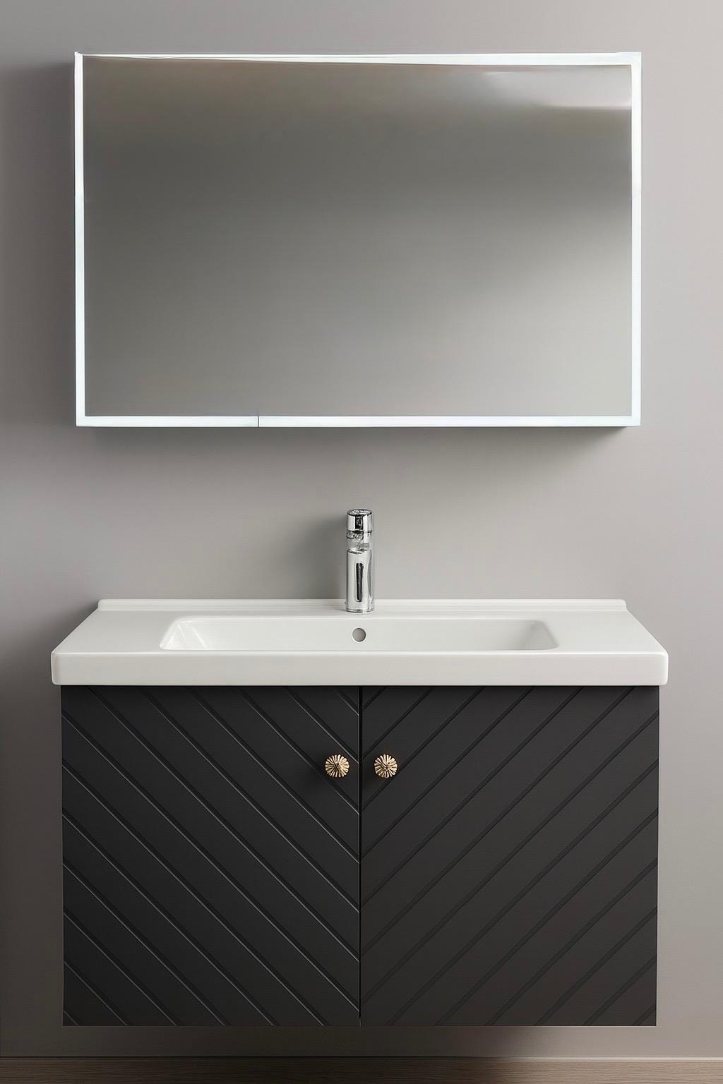 Perla grey wall hung vanity set 800MM X 500MM