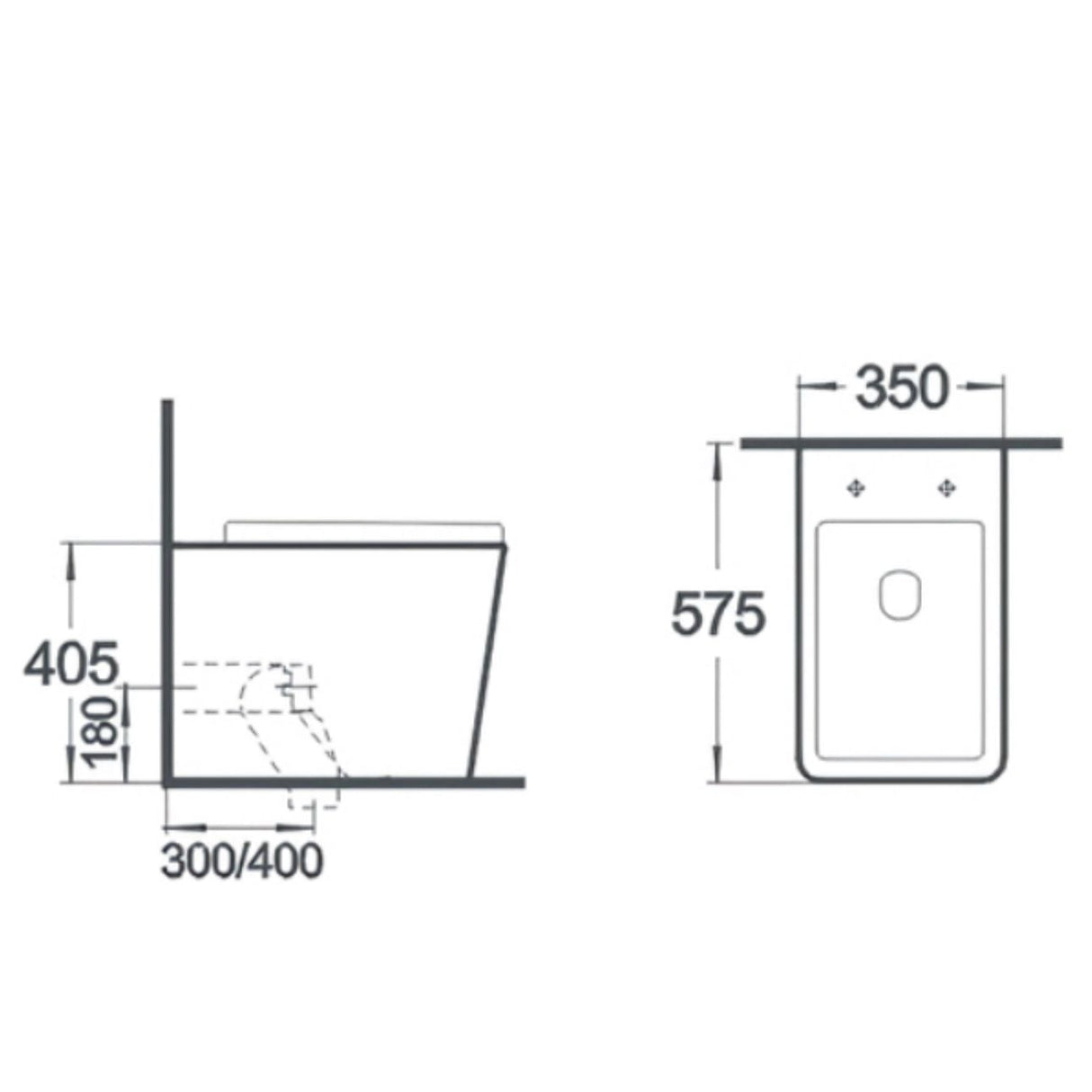 Pinnacle White back to wall rimless toilet