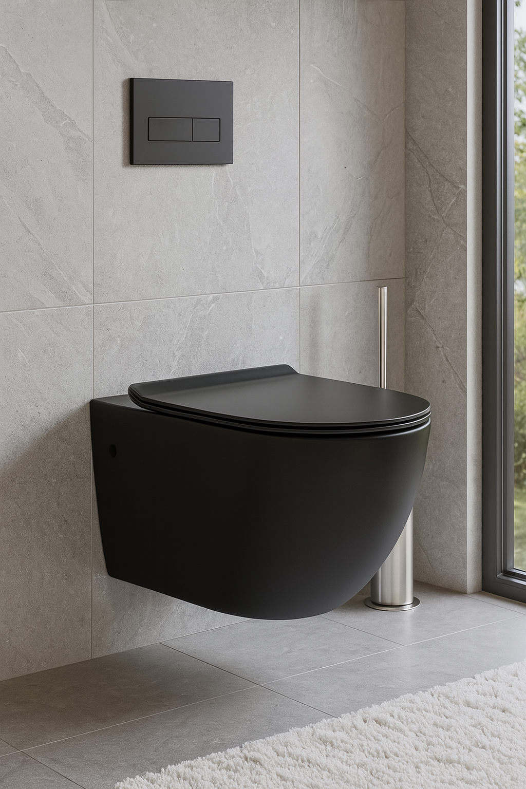 Cistern and Black Wall Hung Toilet Set
