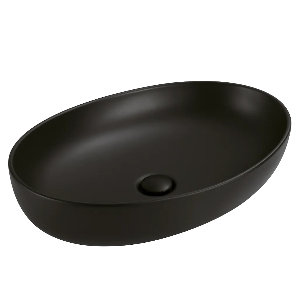 Art Countertop Basin Matte Black Oval 515mm
