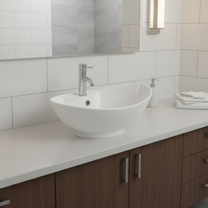 Pebble Countertop Basin White 655mm
