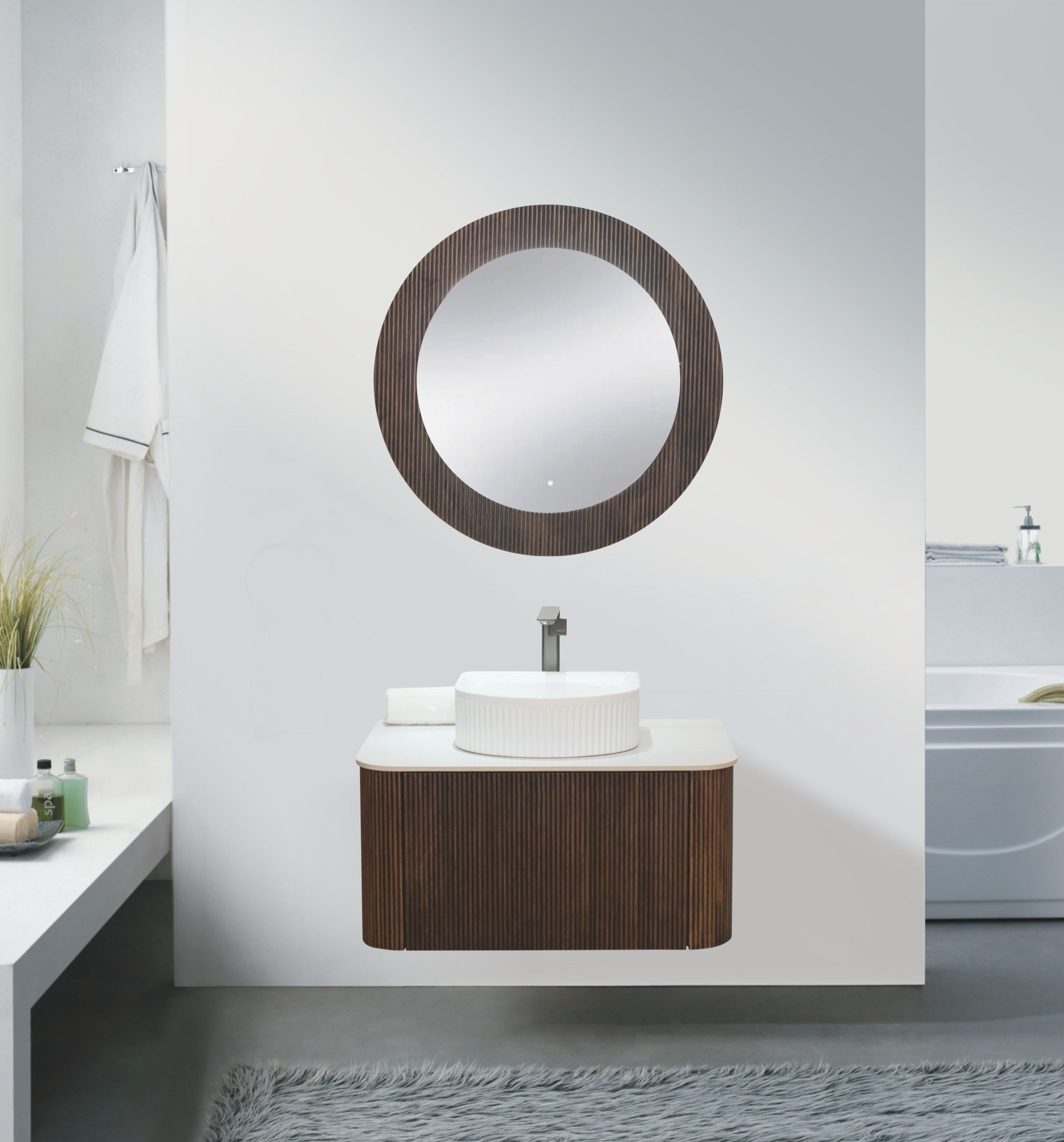 Ebano Wall Hung Fluted Vanity Set 800mm X 500mm