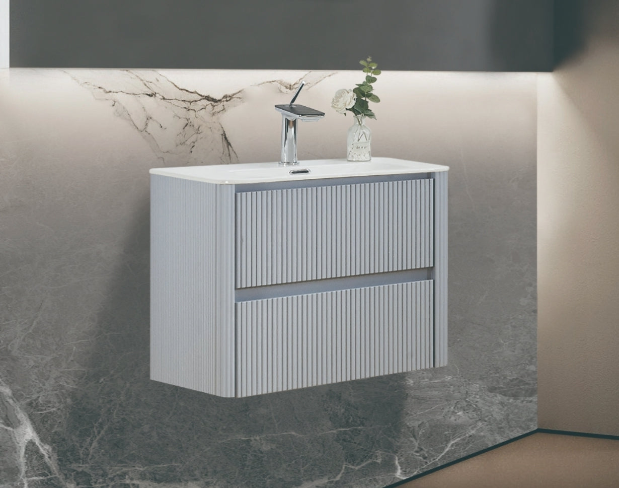 Vano wall hung fluted vanity cabinet 600mm X 500mm