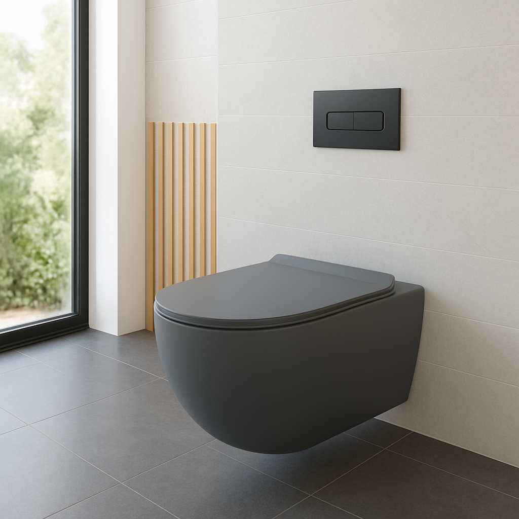 Apex Grey Wall Hung Toilet - Including Toilet Seat