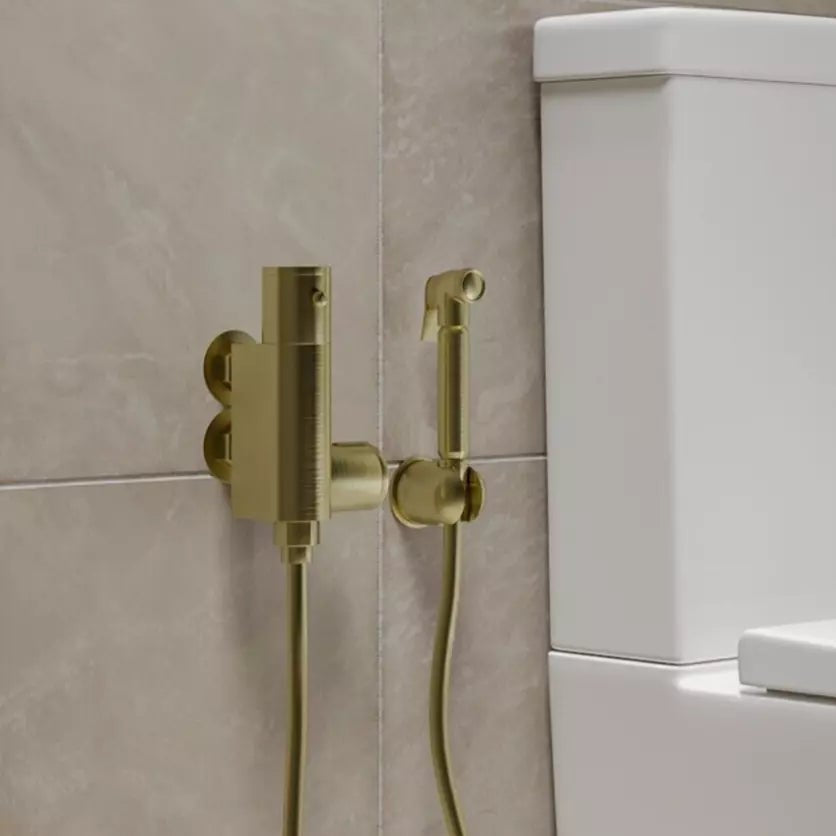 Luxury Brushed Brass Gold Thermostatic Douche Bidet Kit