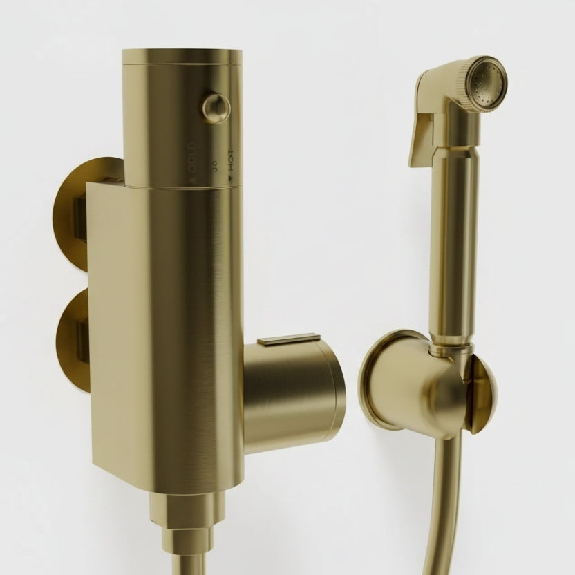 Luxury Brushed Brass Gold Thermostatic Douche Bidet Kit