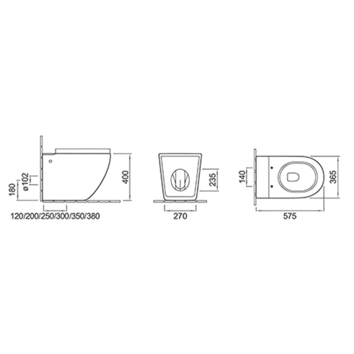 Bliss white Tankless back to wall rimless toilet
